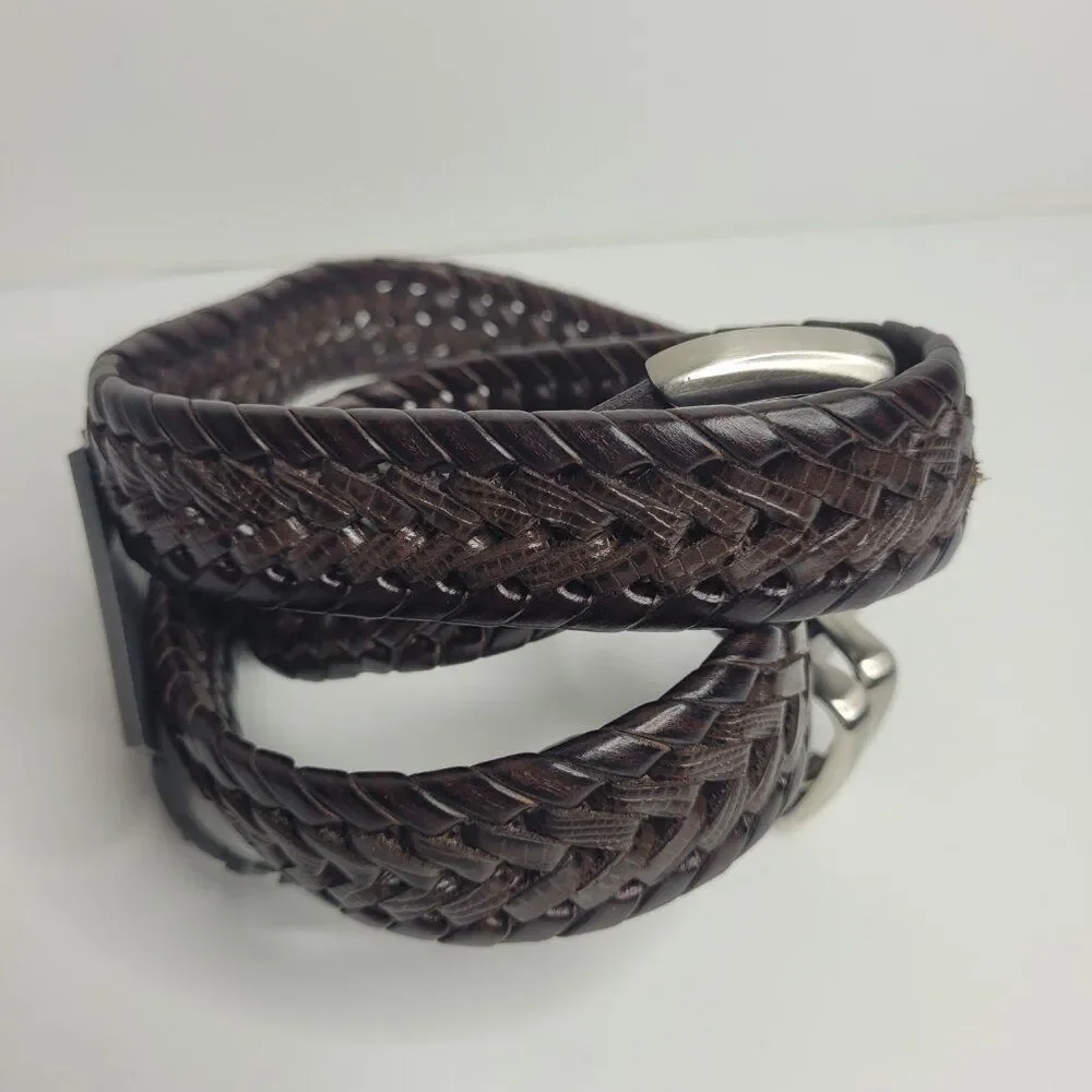 Relic leather blend dark brown woven western rodeo classic belt size 38 NWT